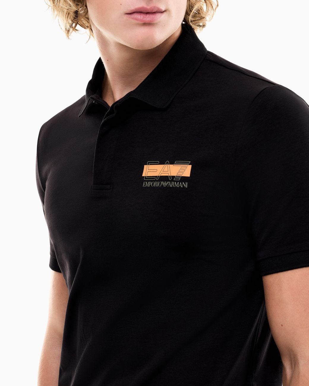 EA7 Black Slim Fit Polo Shirt Visibility for men