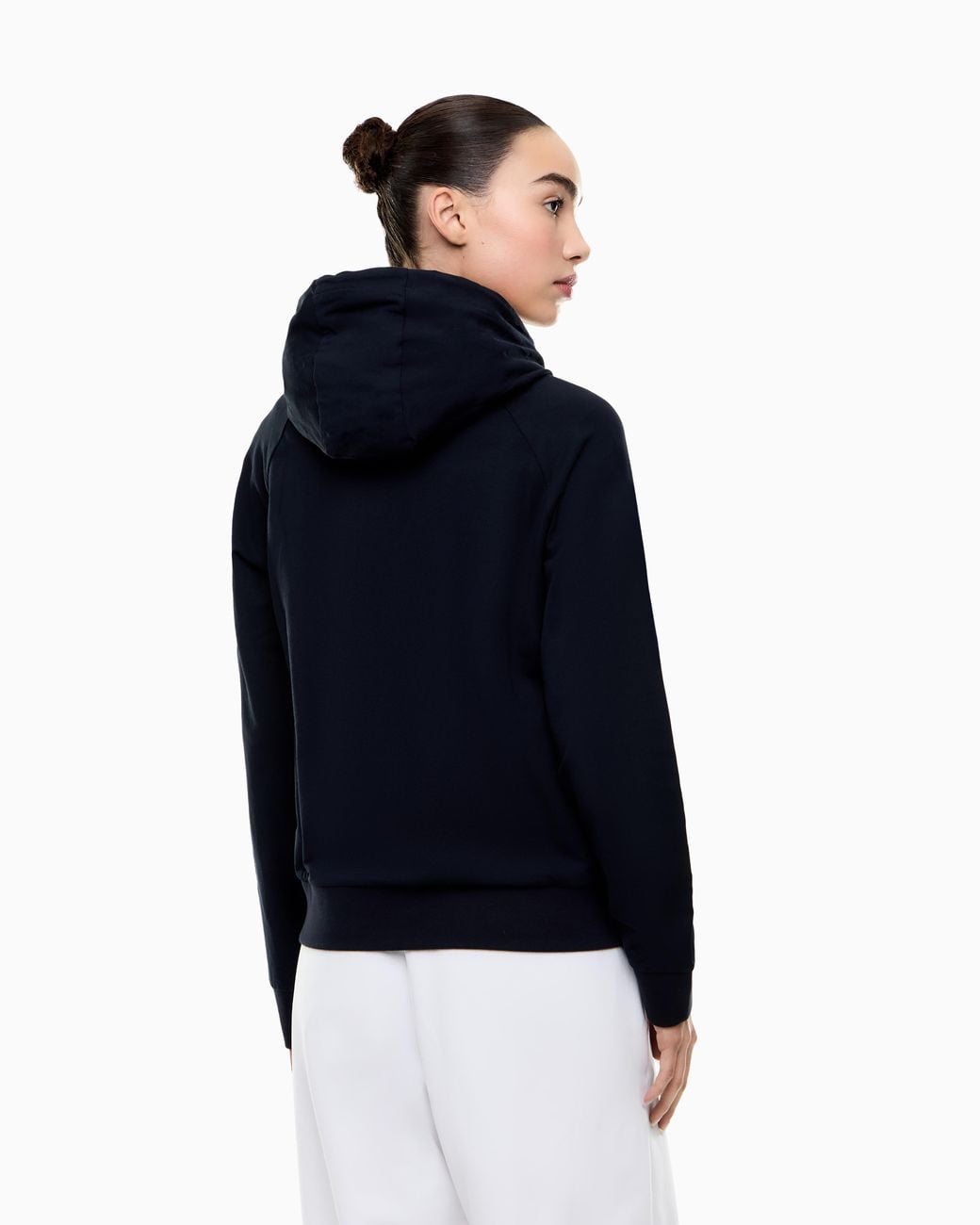 EA7 Blue Logo Sweatshirt With Zip And Drawstring Hood Core Lady