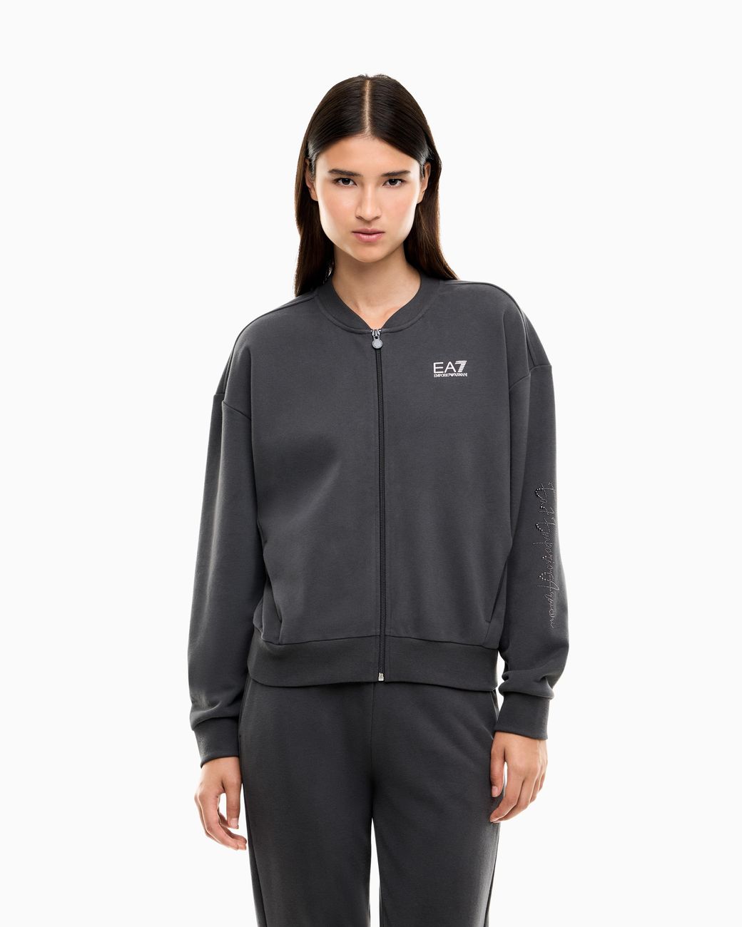 EA7 Gray Sweatshirt Logo Series Regular Fit With Studs