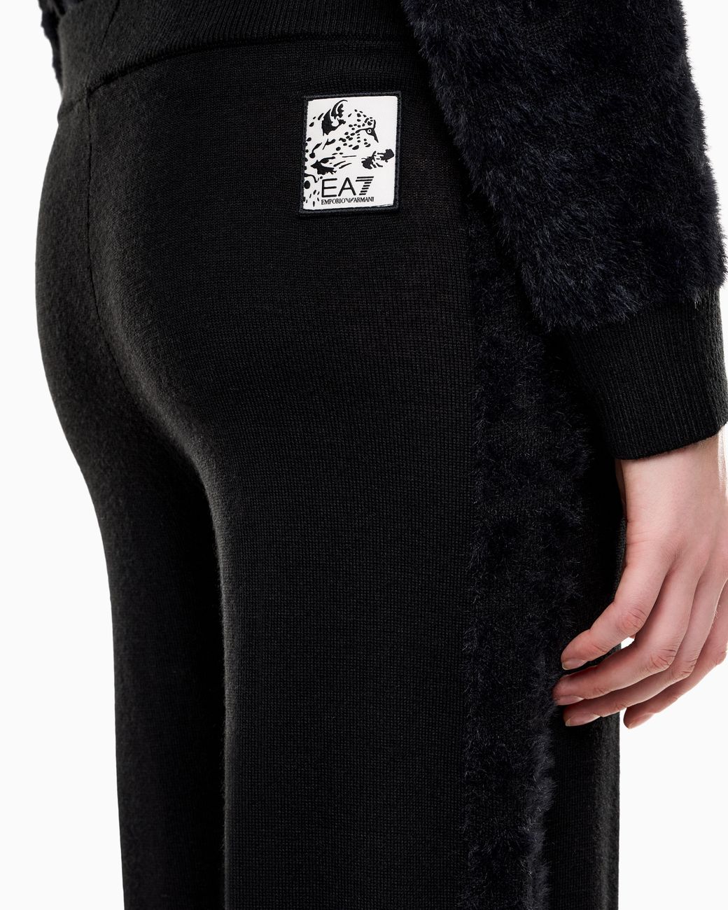 EA7 Black Trouser Regular Fit Jacquard Knit