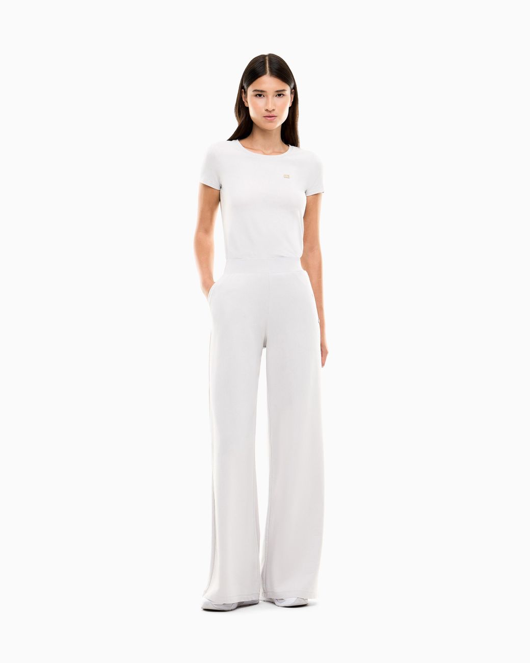EA7 White Trousers Core Lady Regular Fit Cotton Jersey