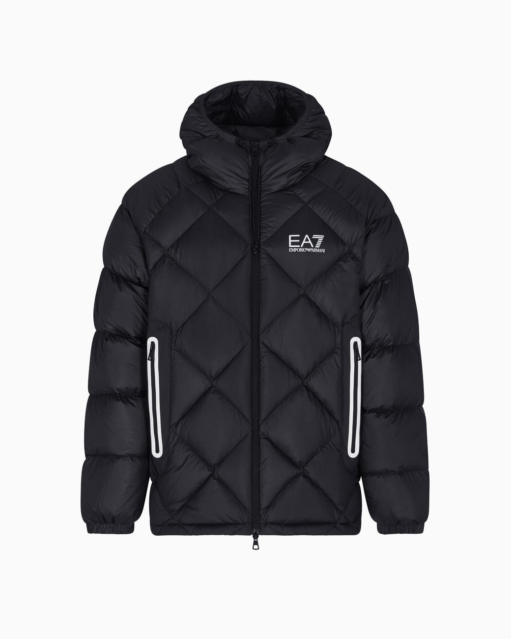 EA7 Blue Down Jacket With Hood for men