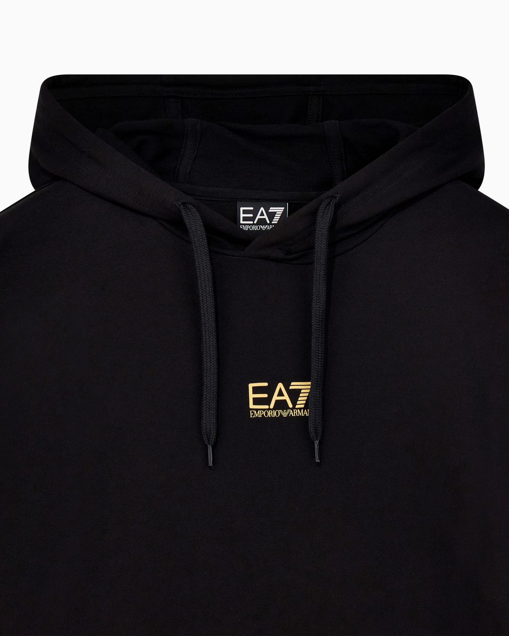 EA7 Black Cotton Pullover Hooded Sweatshirt From Core Identity for men