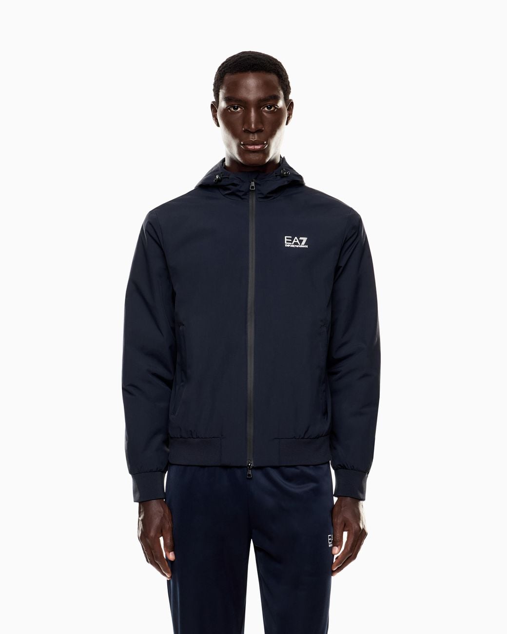 EA7 Blue Core Identity Hooded Bomber for men