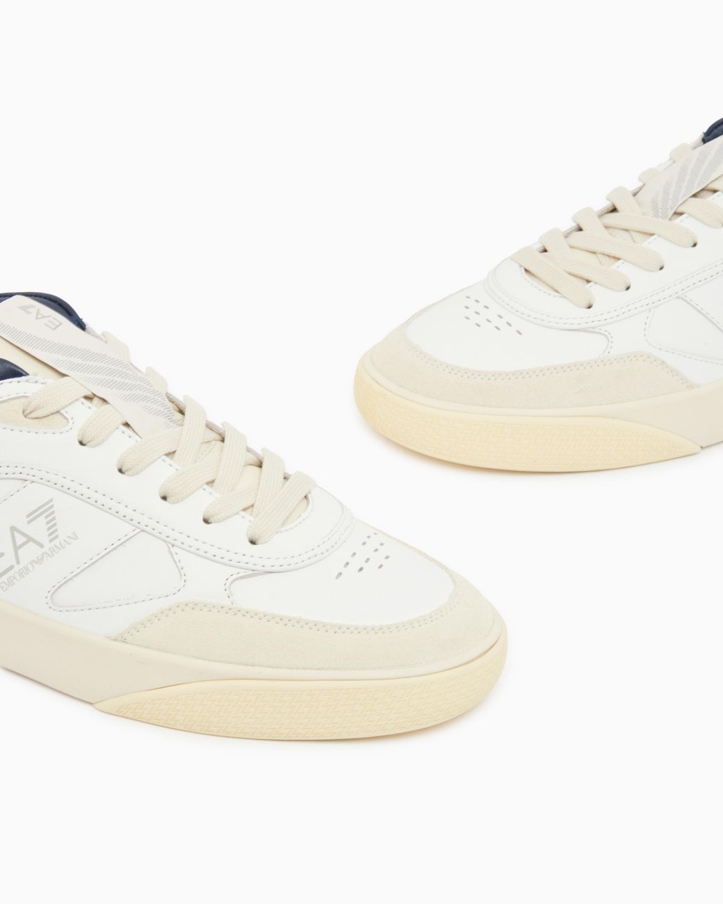 EA7 White Otg Pride Luxe Leather Sneakers With Suede Inserts