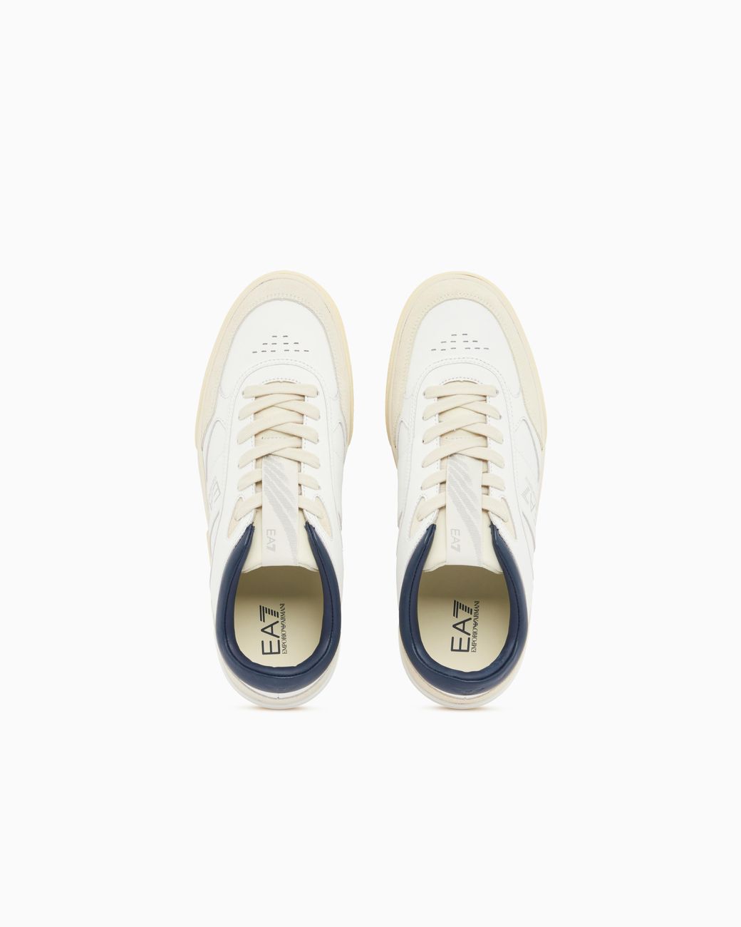 EA7 White Otg Pride Luxe Leather Sneakers With Suede Inserts