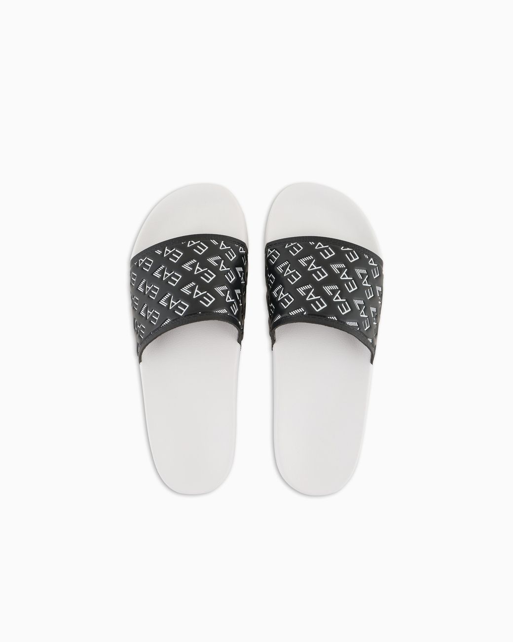 EA7 White Slides With All-Over Logo