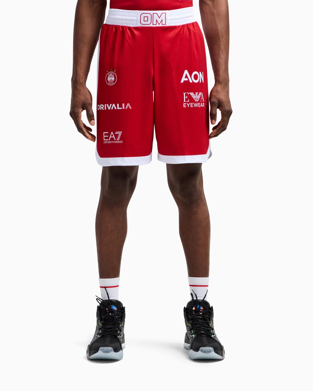 Olimpia Milano Shorts Replica Campionato 24/25 di EA7 in Red da Uomo