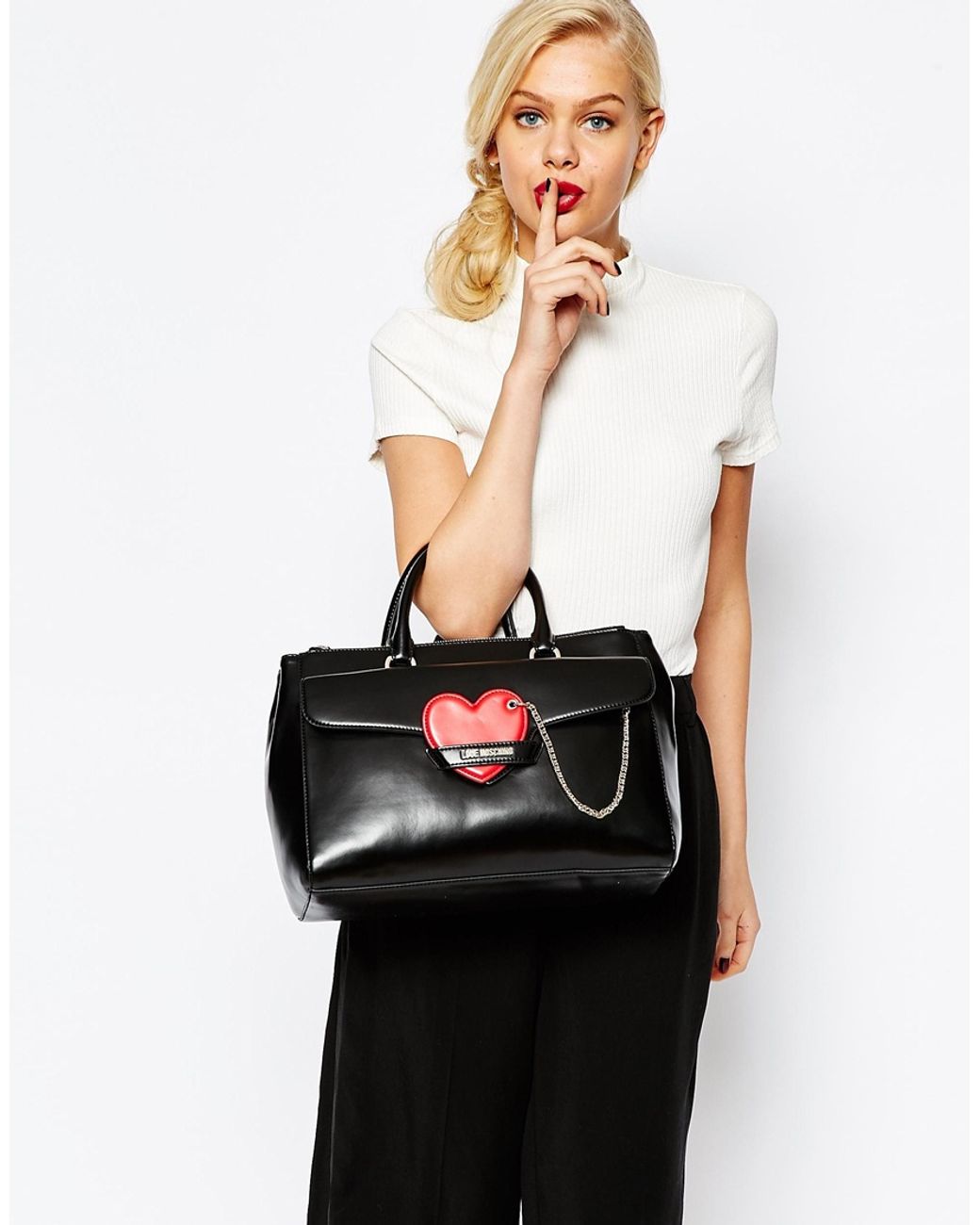 Love moschino tote bag with heart detail best sale