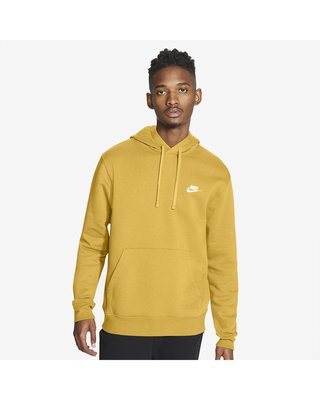 Nike Cotton Club Pullover Hoodie in Yellow for Men - Lyst