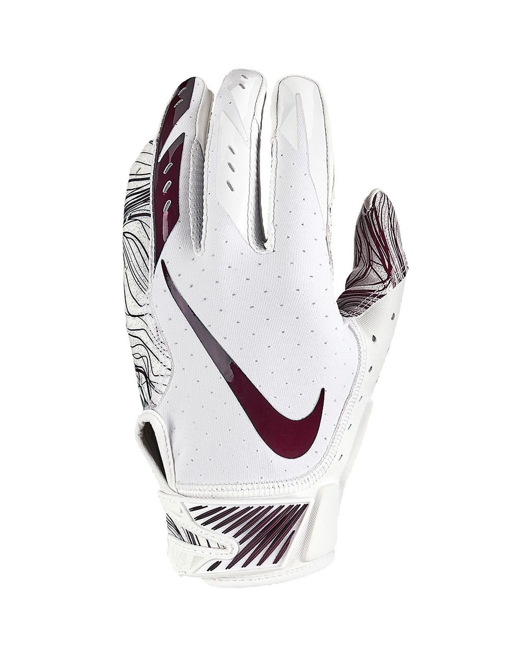 maroon and white nike football gloves