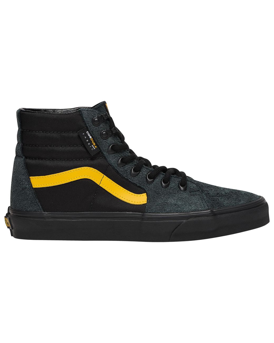 Vans Canvas Sk8 Hi Skate Bmx Shoes In Black Yellow Black For Men