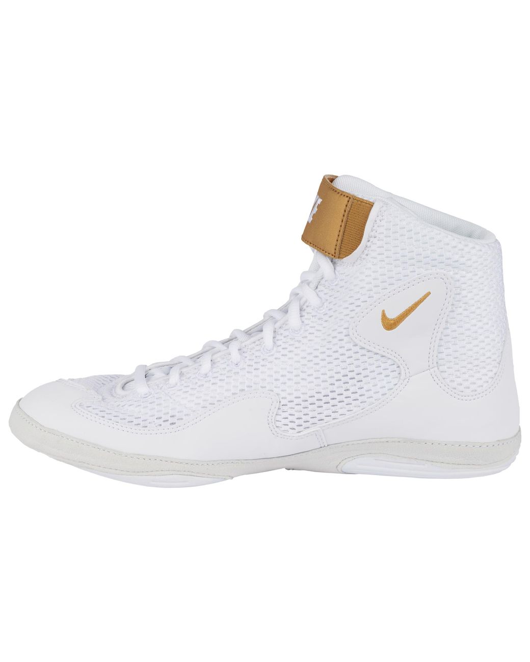 white and gold nike freeks