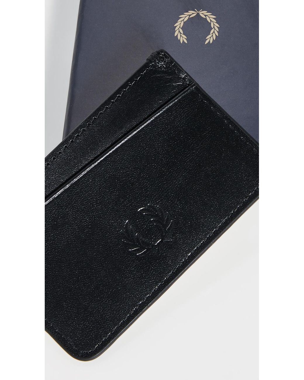 Fred Perry Tan Animal Embossed Card Leather Wallet Men/'s Card Holder Wallets