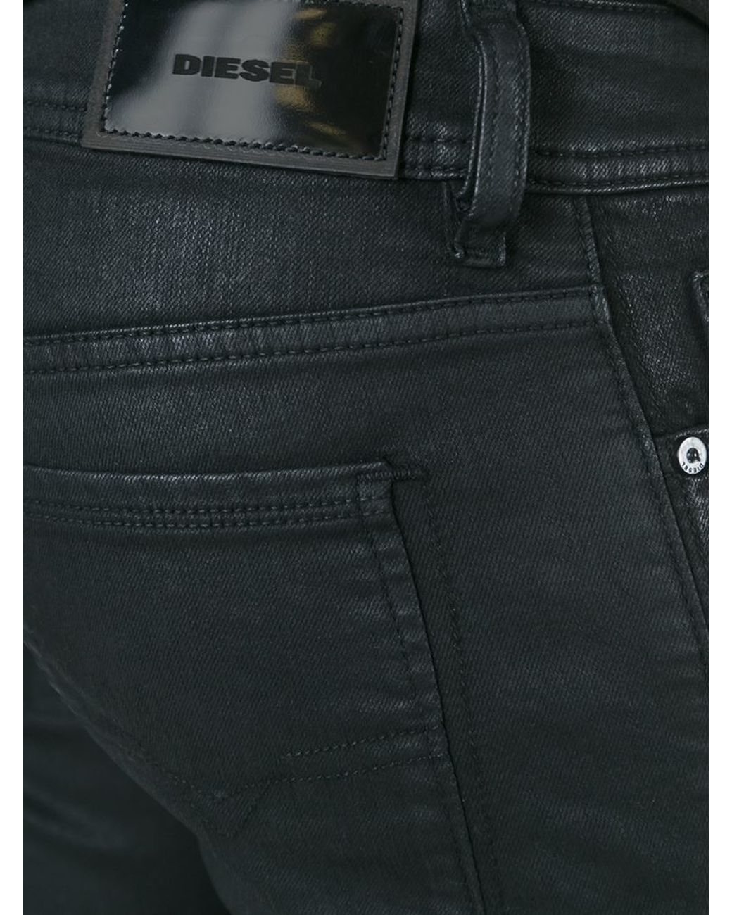 DIESEL Skinny Coated Jeans in Black for Men | Lyst