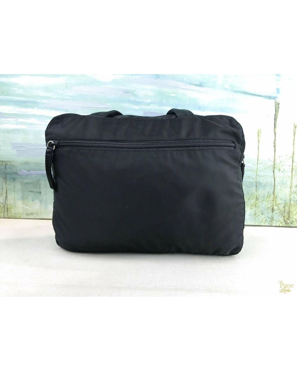 Women S Black Nylon Tessuto Small Classic Tote Shoulder Bag