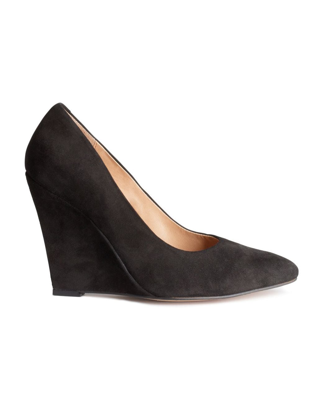 H\u0026M Suede Wedge Court Shoes in Black | Lyst