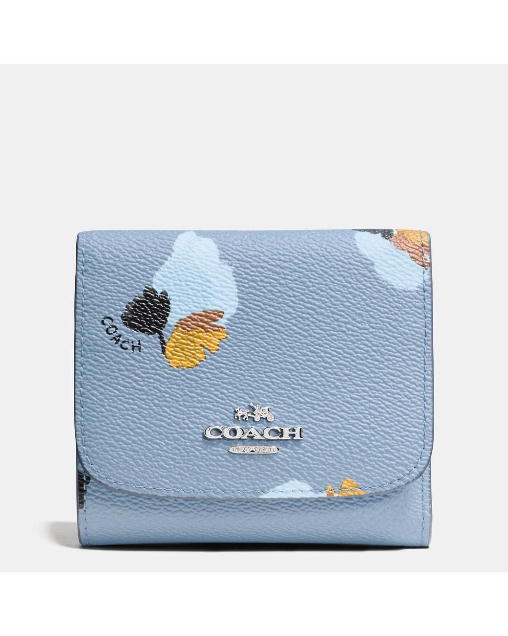 COACH Small Wallet In Floral Print Coated Canvas in Blue | Lyst