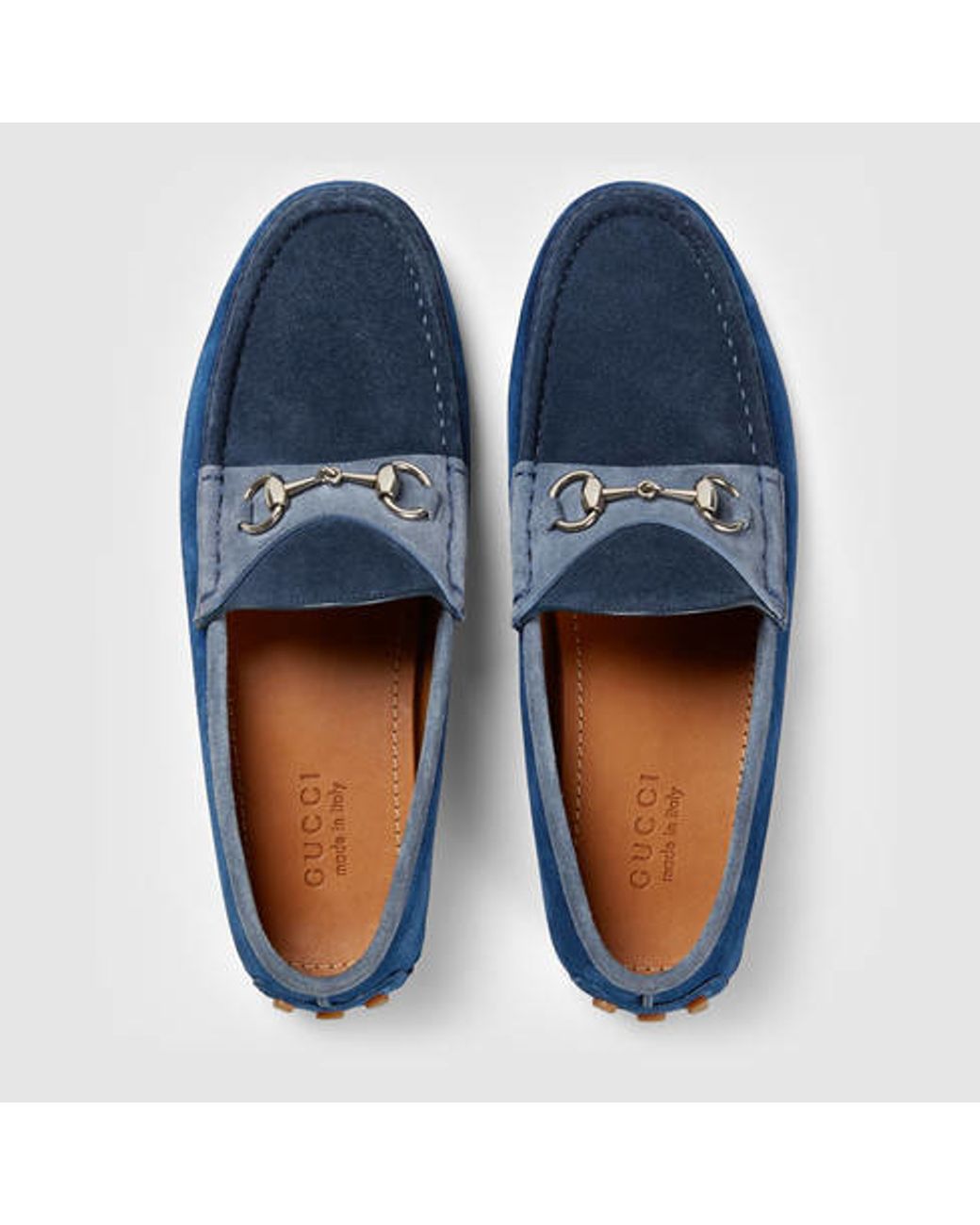 Gucci Horsebit Suede Driver Blue Men | Lyst