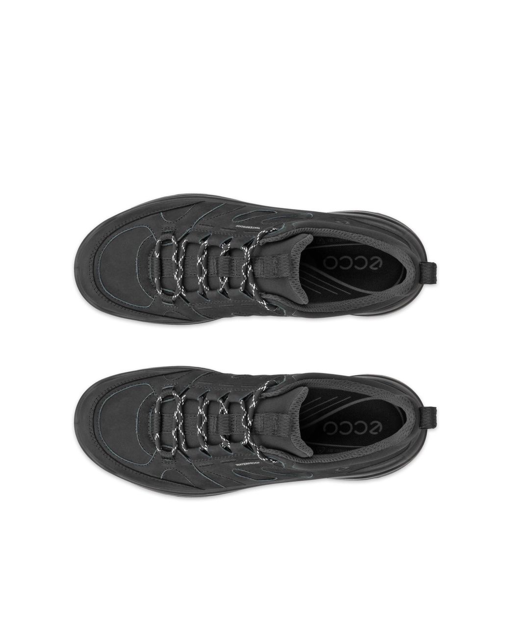 Ecco Black Premium Leather Waterproof Outdoor Shoes