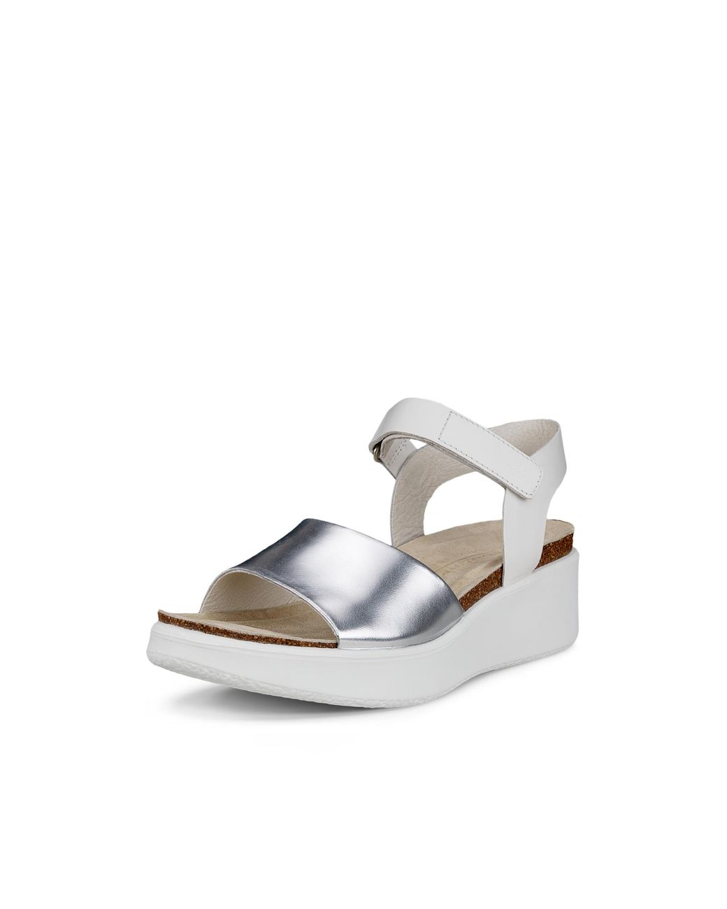 Ecco White Flowt Wedge