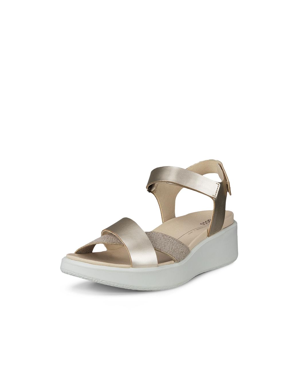 Ecco White Flowt Wedge Lx