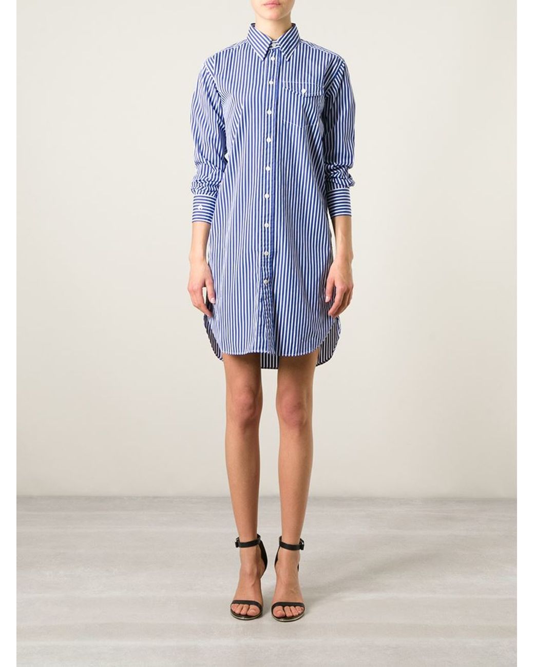 Polo Ralph Lauren Striped Shirt Dress in Blue | Lyst