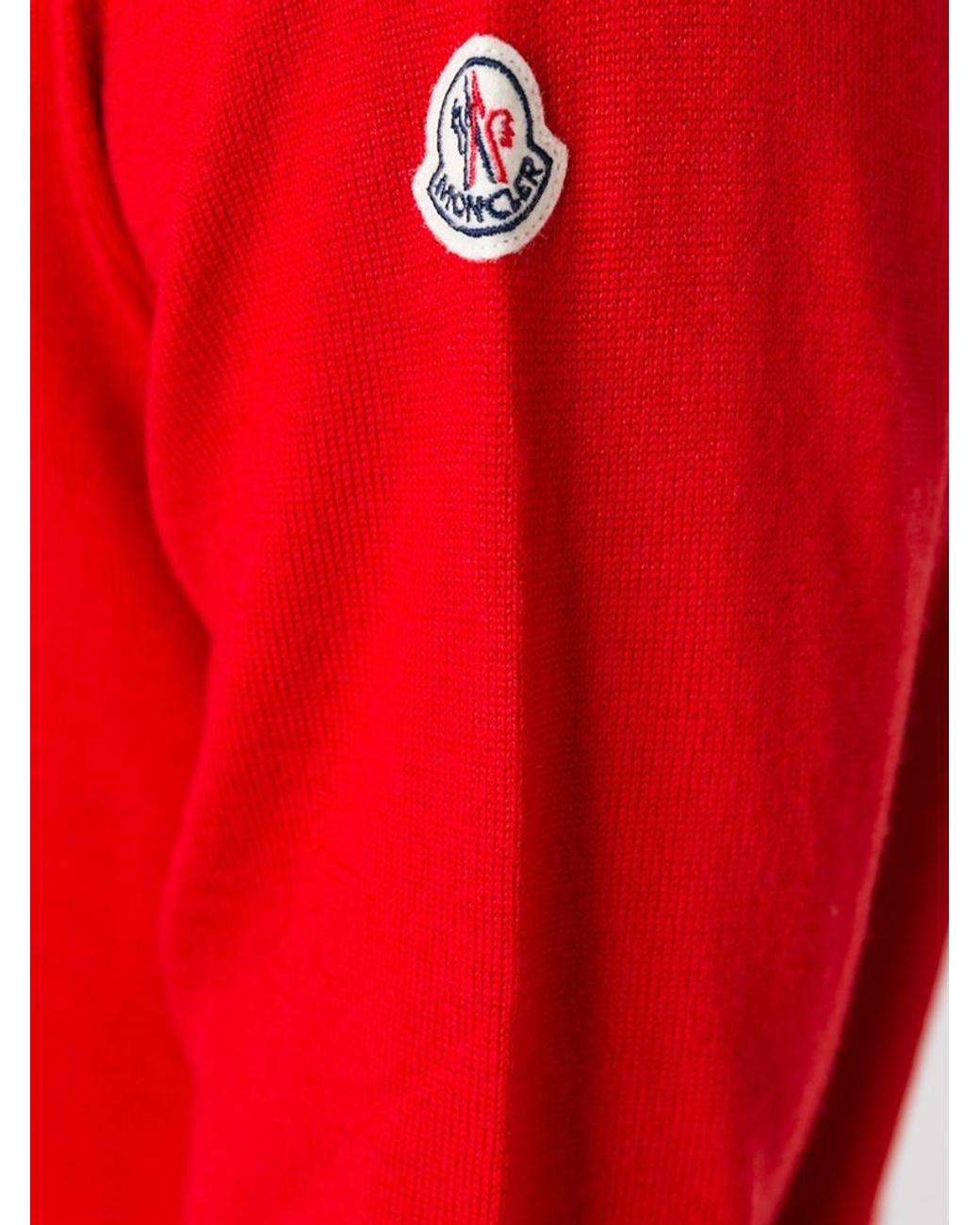 Moncler Crew Neck Sweater in Red for Men | Lyst