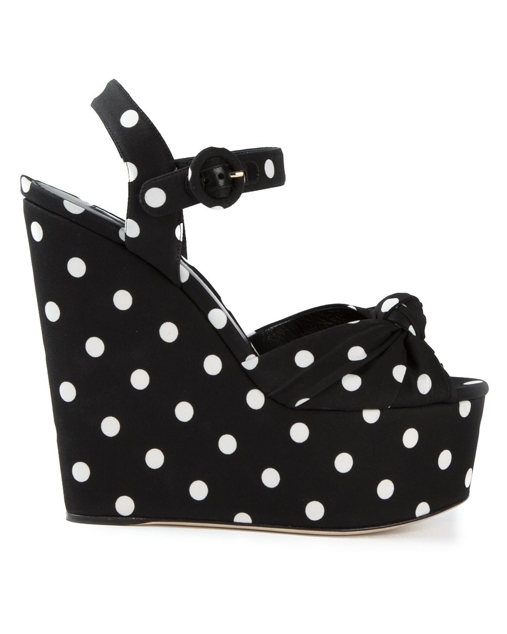 Black and white discount polka dot wedges