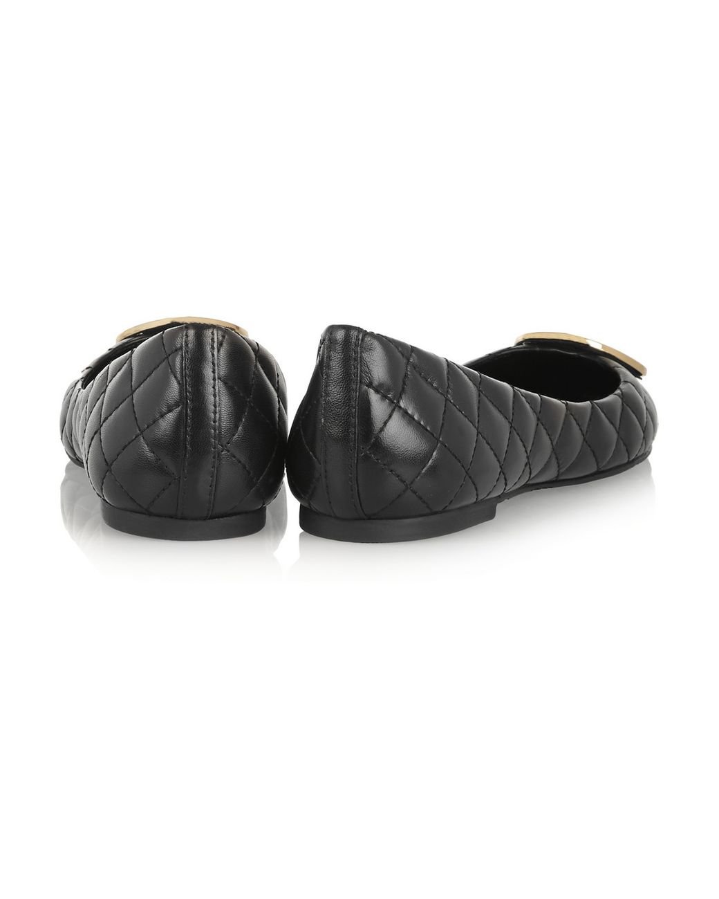 Tory Burch Quinn Quilted Leather Ballet Flats in Black | Lyst