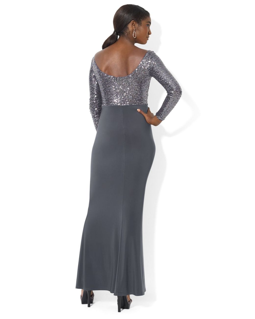 Ralph Lauren Sequined Evening Gown in Metallic | Lyst