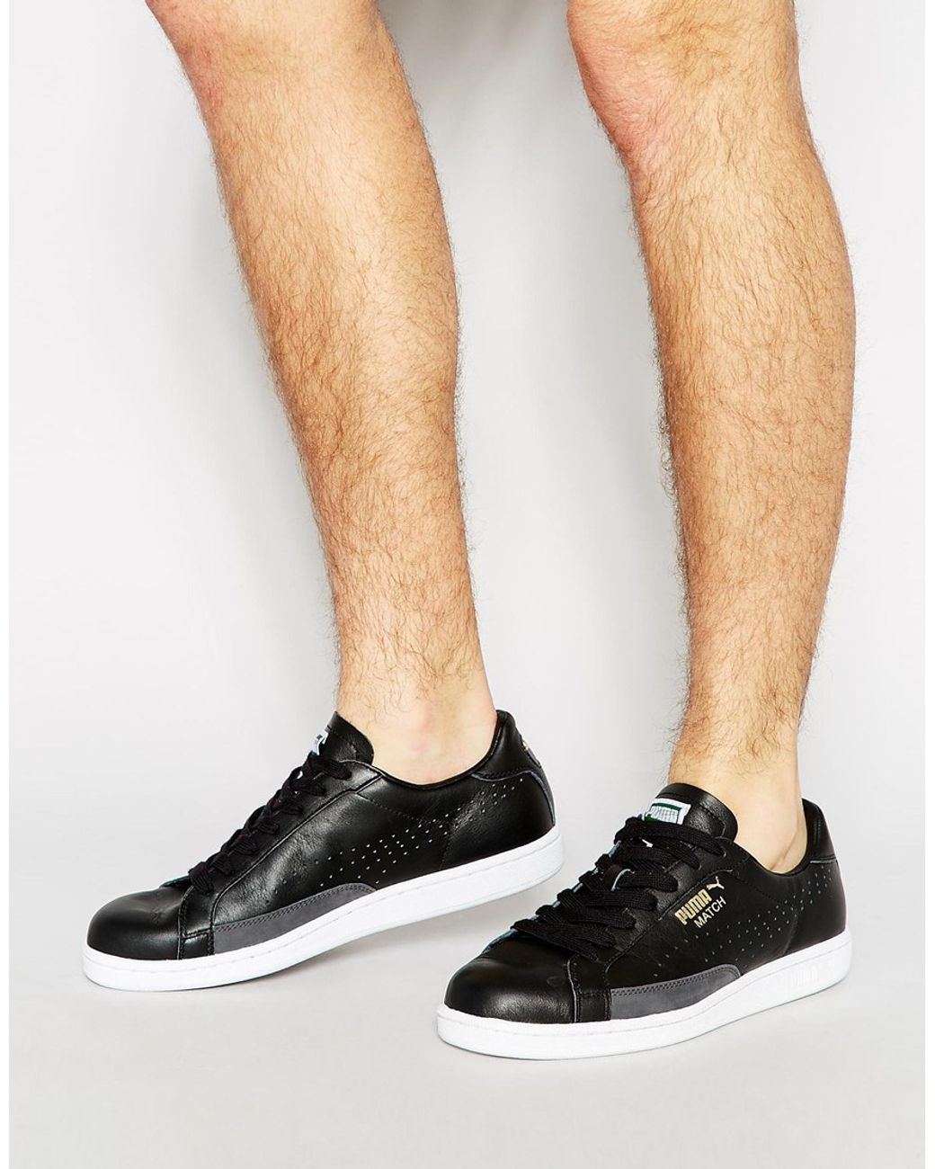 PUMA Match 74 Leather Sneakers in Black for Men | Lyst