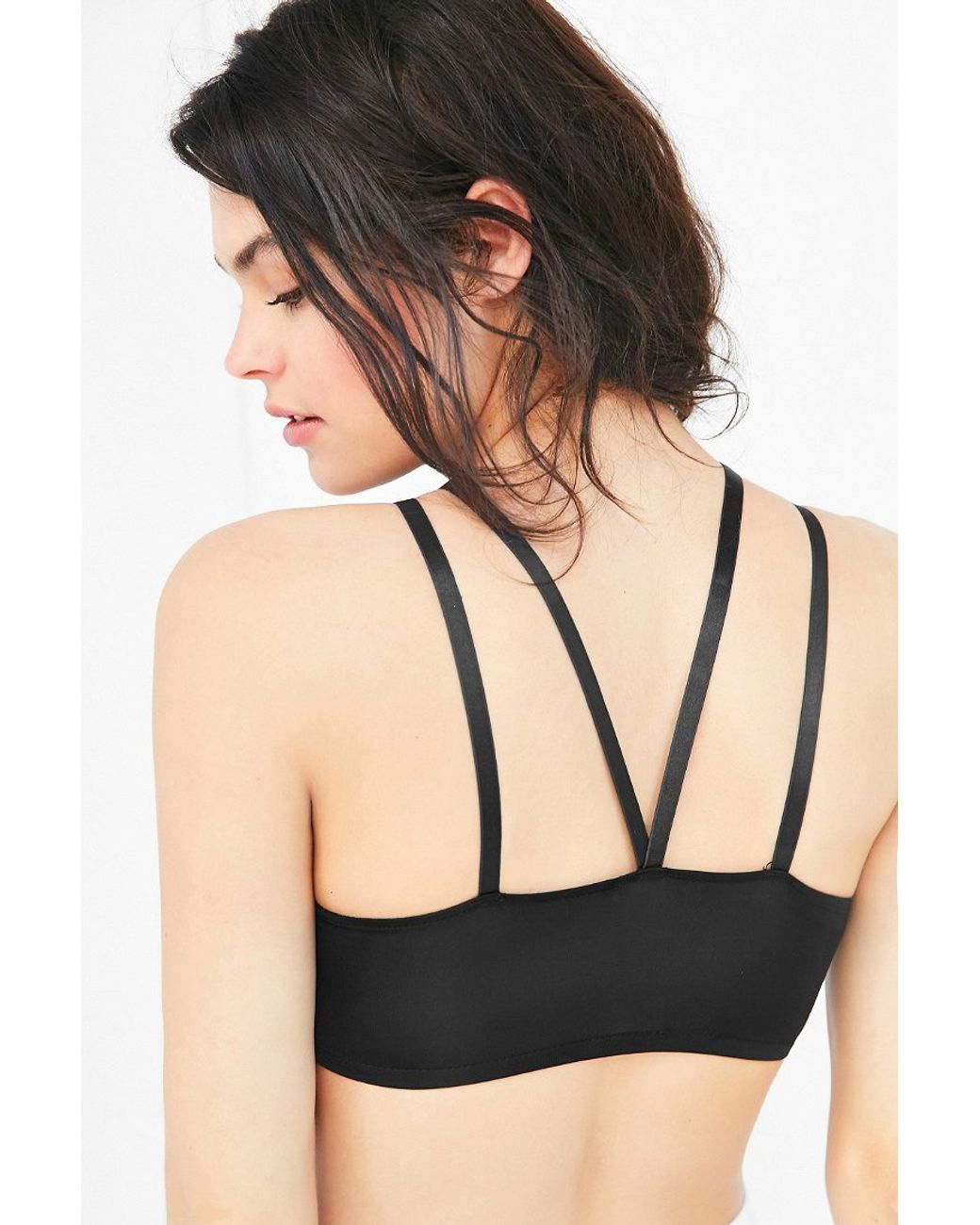 Silence + Noise Front-cage Strappy Bra in Black