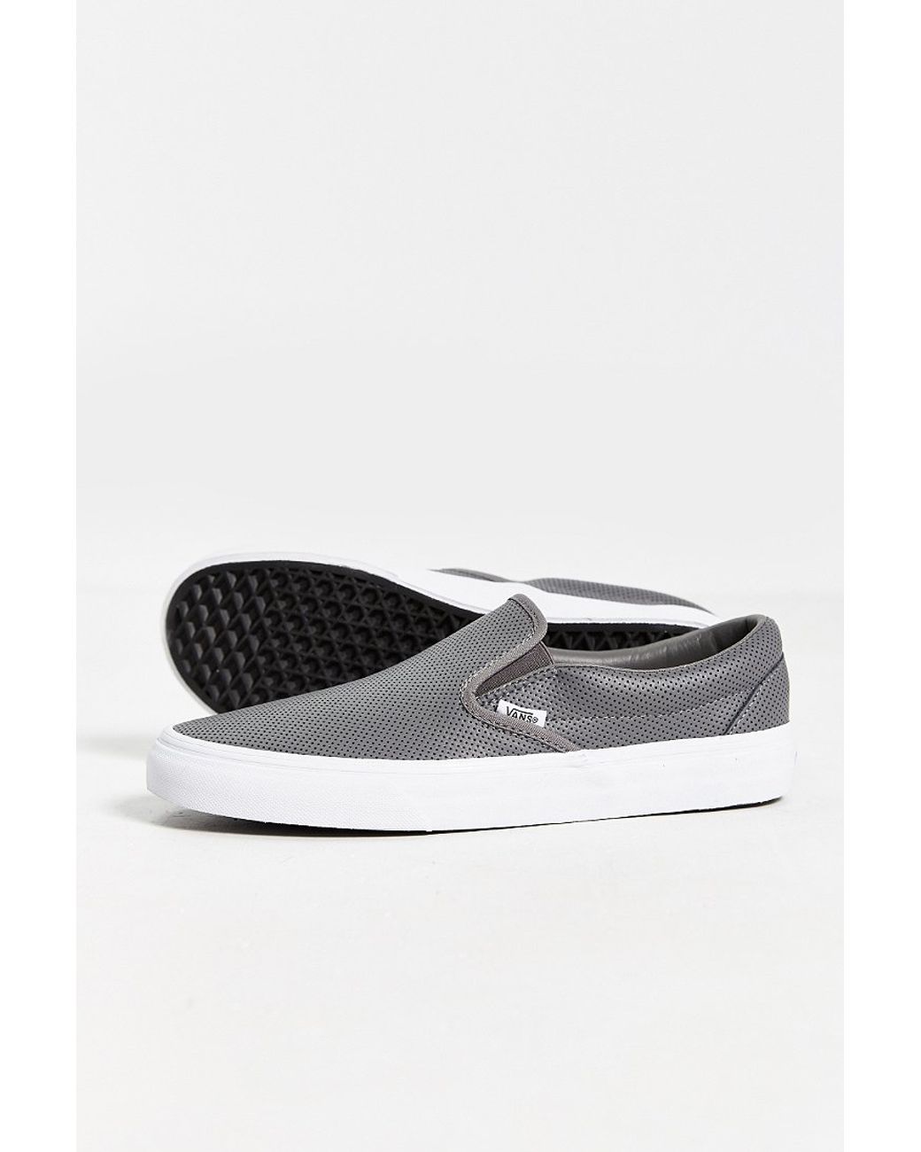 Vans Leather Slip-on Men's Sneaker in Gray for Men | Lyst