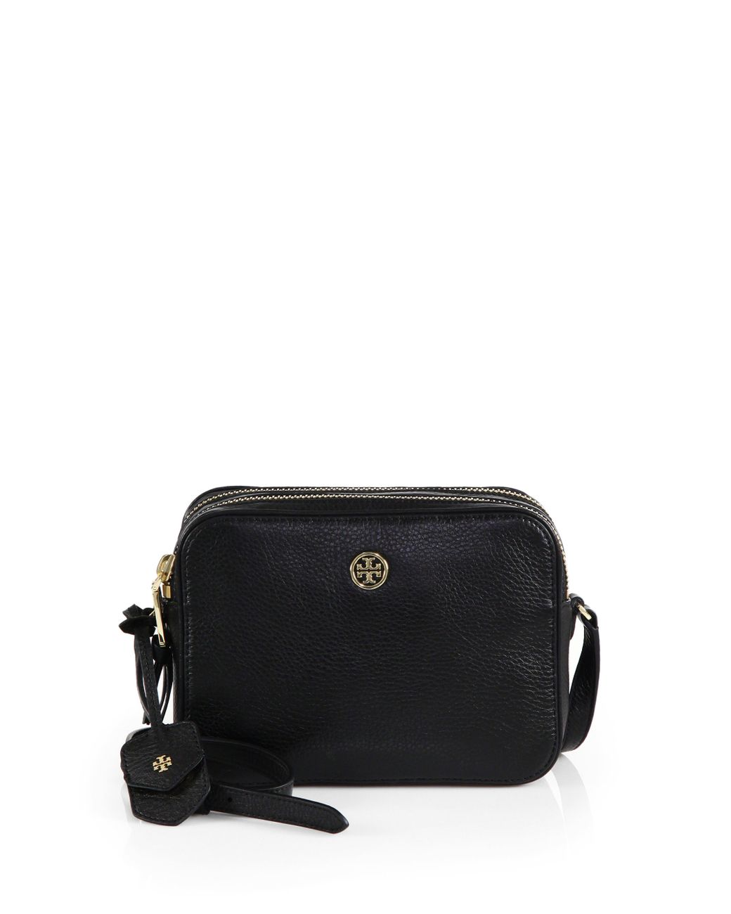 Tory Burch Brown Leather Robinson Double Zip Crossbody Bag Tory