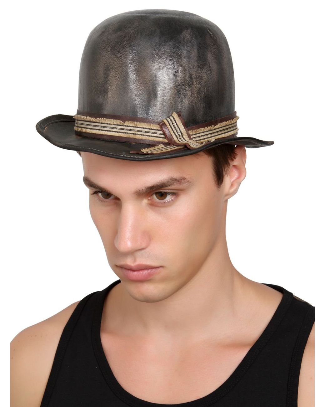 Leather bowler hat clearance