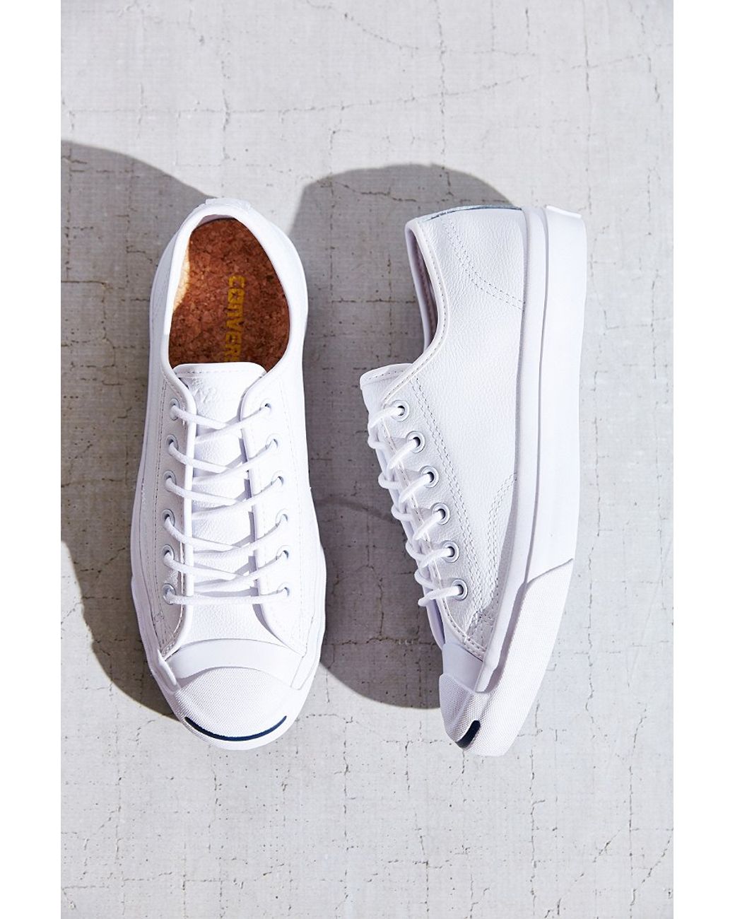 Converse Jack Tumbled Leather Low-Top Sneaker in White | Lyst