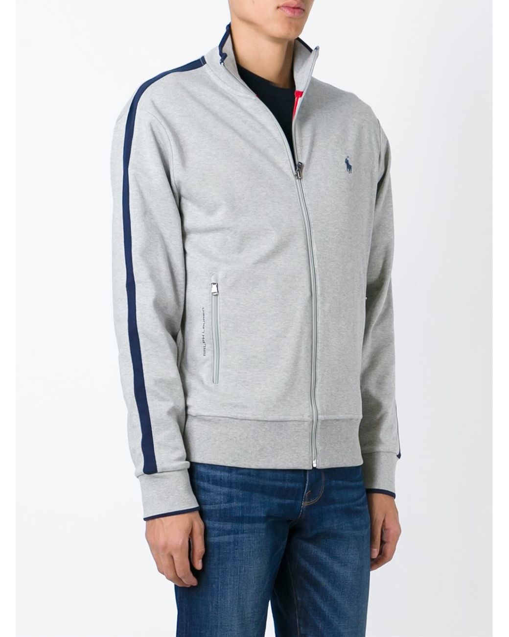 Polo Ralph Lauren Zipped Track Jacket in Gray for Men | Lyst