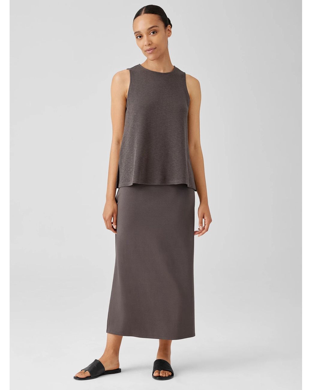 Eileen Fisher Stretch Jersey Knit Straight Skirt Lyst
