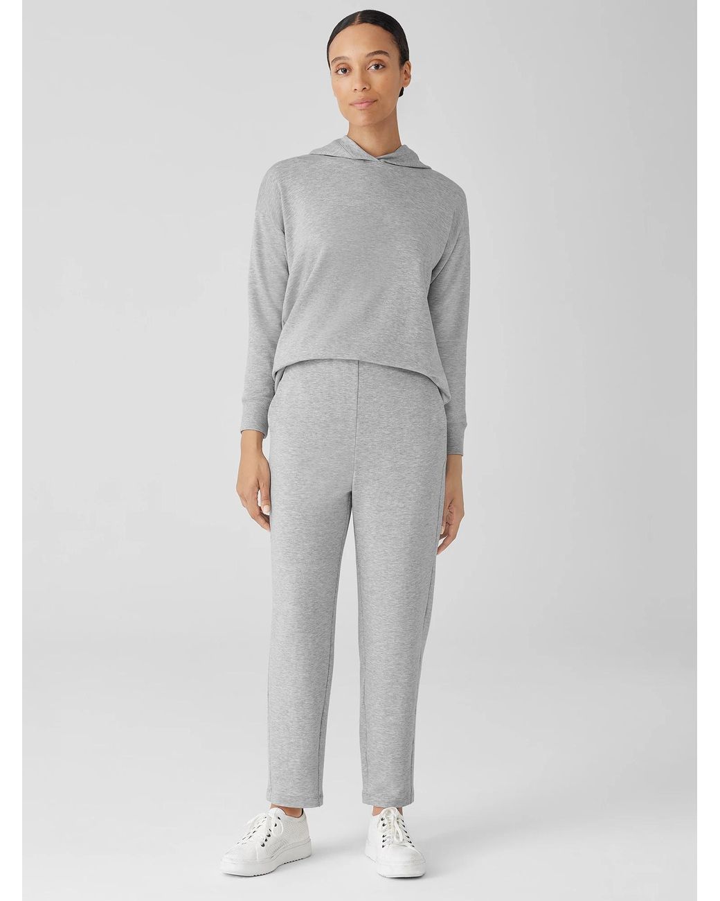 Eileen Fisher Cozy Brushed Terry Hug Slouchy Pant in Gray | Lyst
