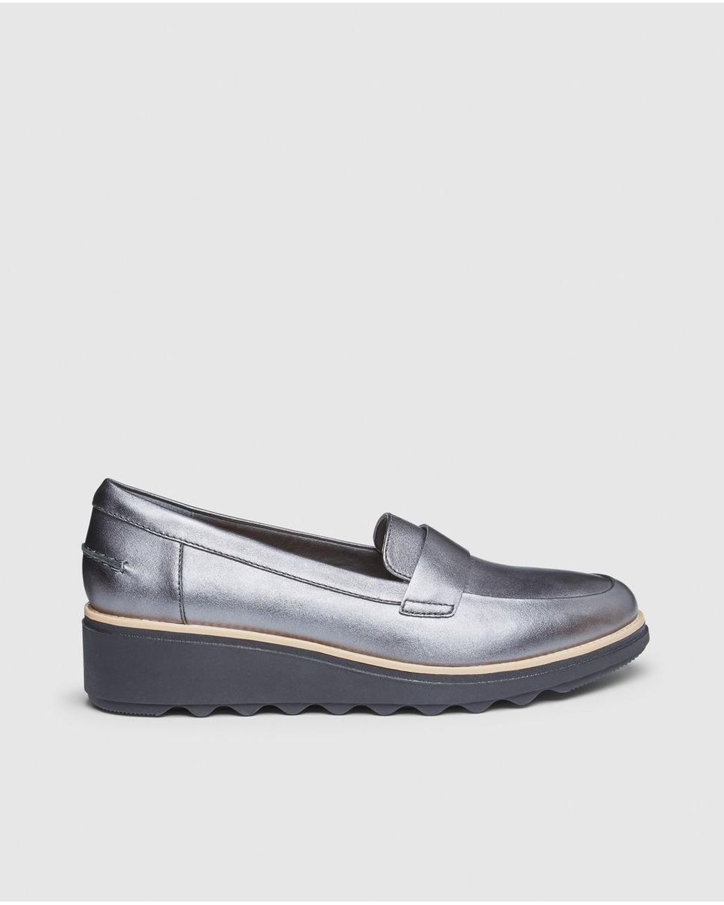 clarks silver loafers