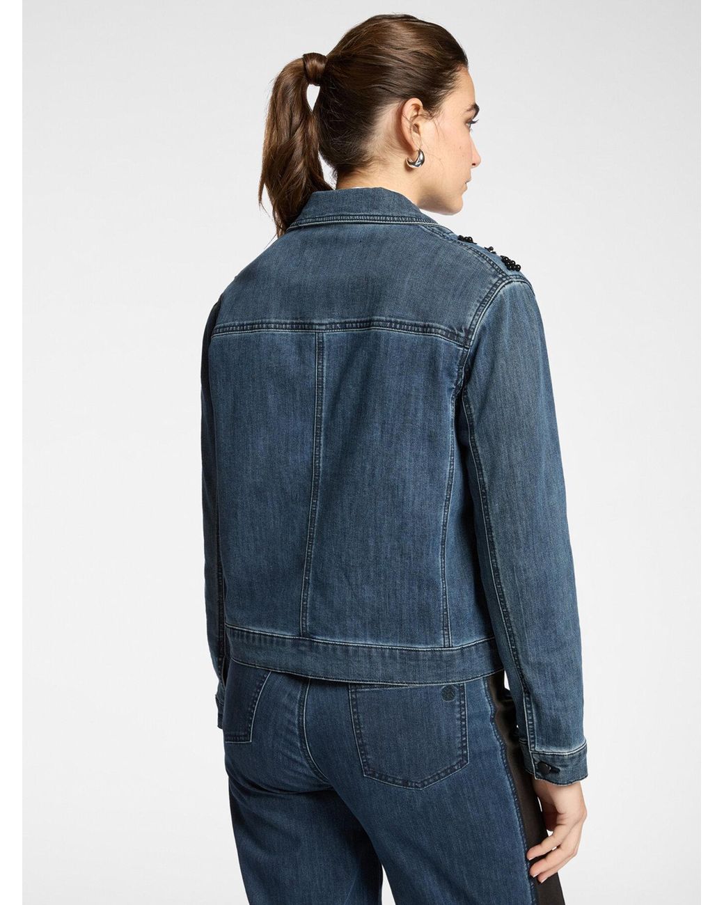 Giacca boxy in denim con ricami di Elena Miro in Blue
