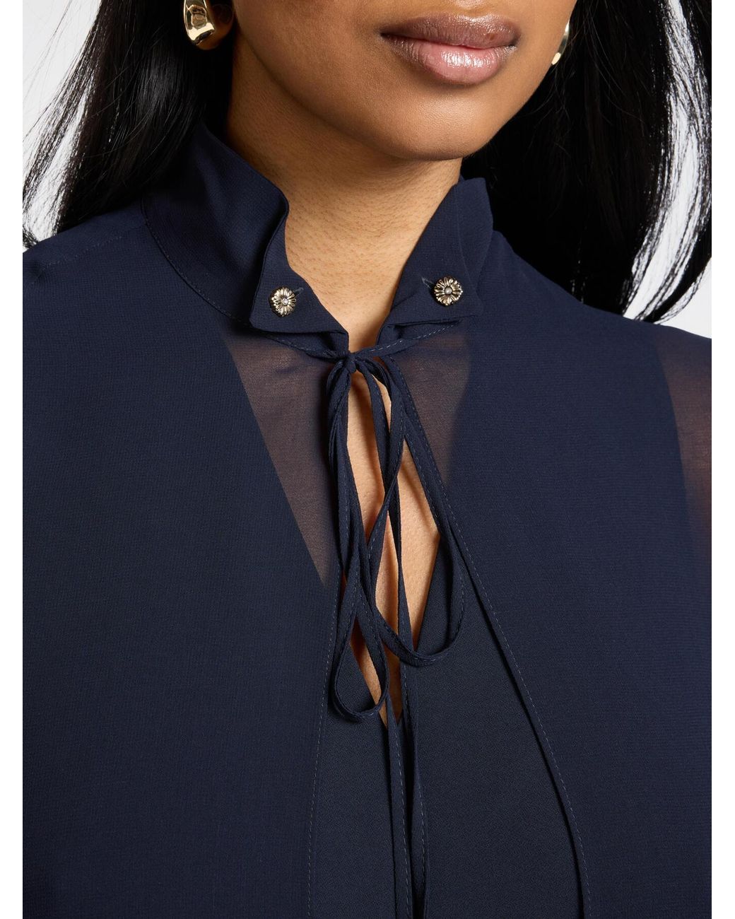 Camicia lunga in georgette di Elena Miro in Blue