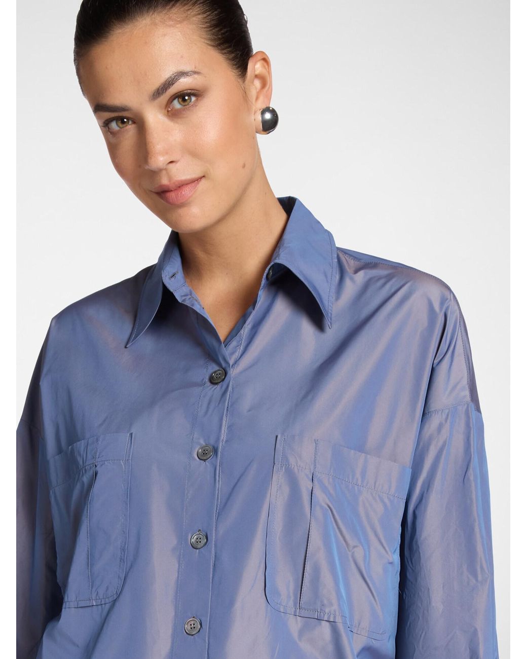 Camicia in taffetà con tasche di Elena Miro in Blue