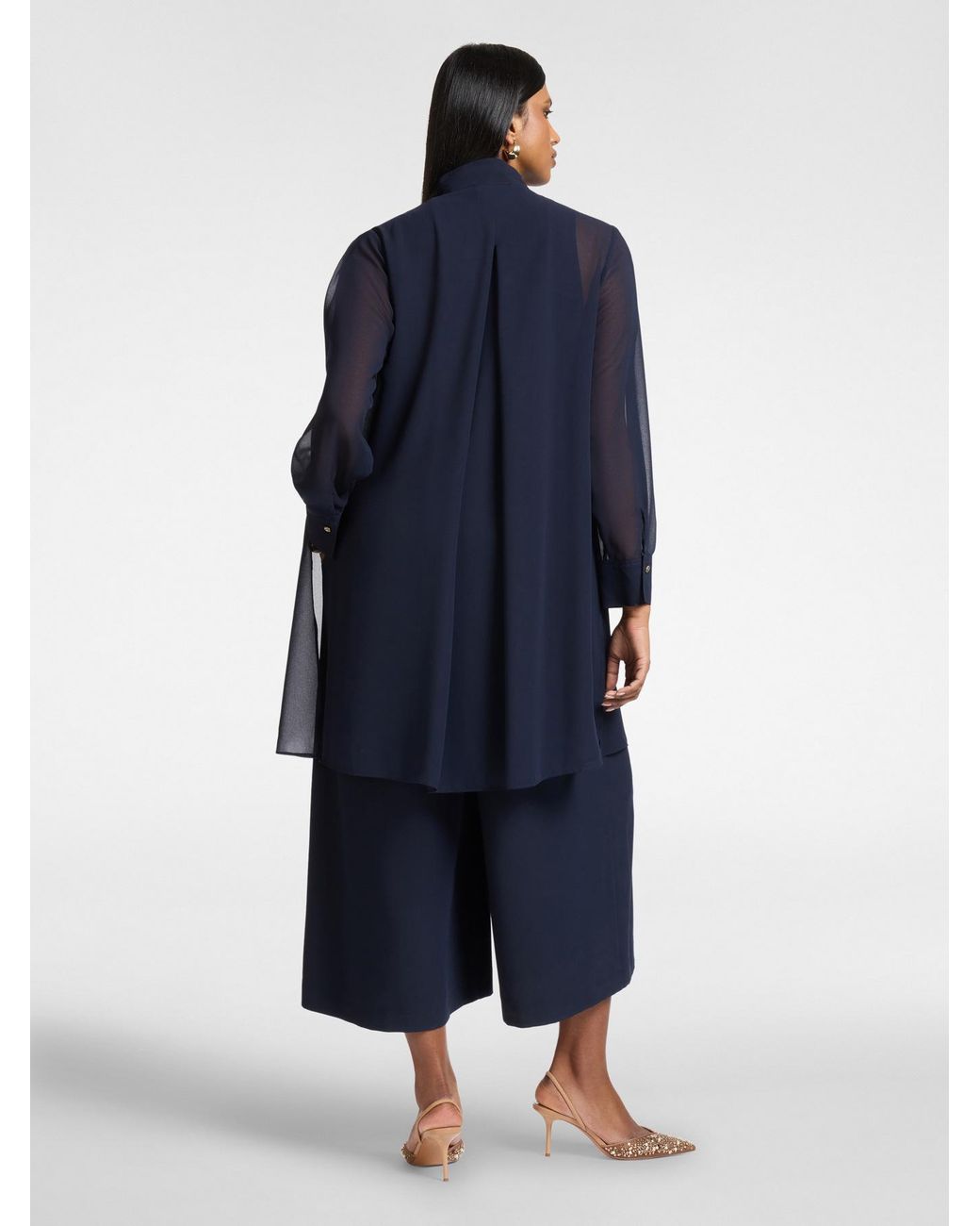 Camicia lunga in georgette di Elena Miro in Blue