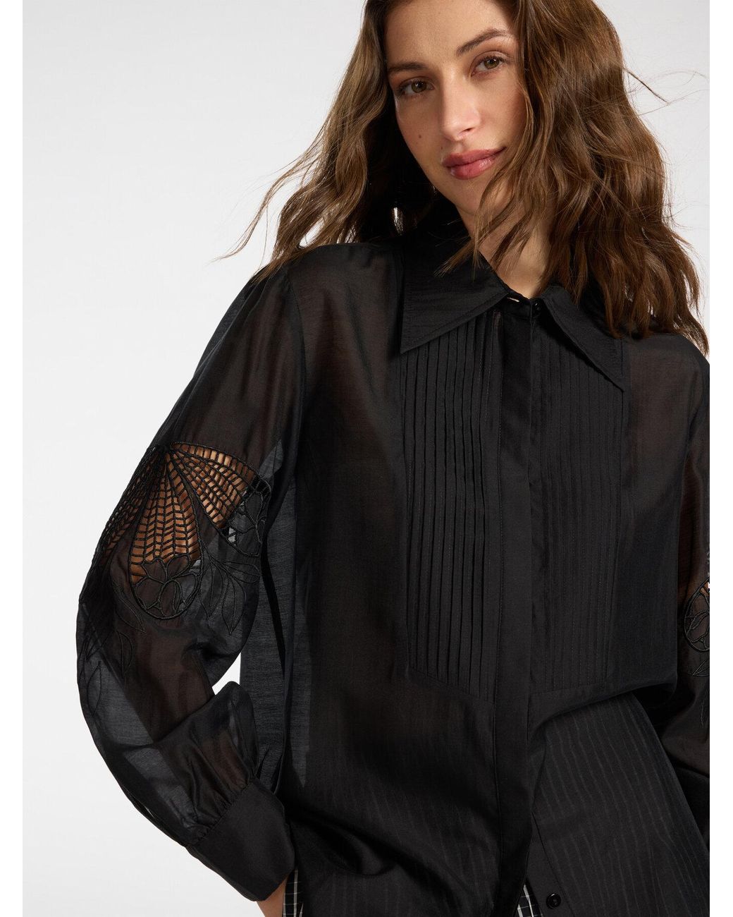 Camicia in organza ricamata di Elena Miro in Black