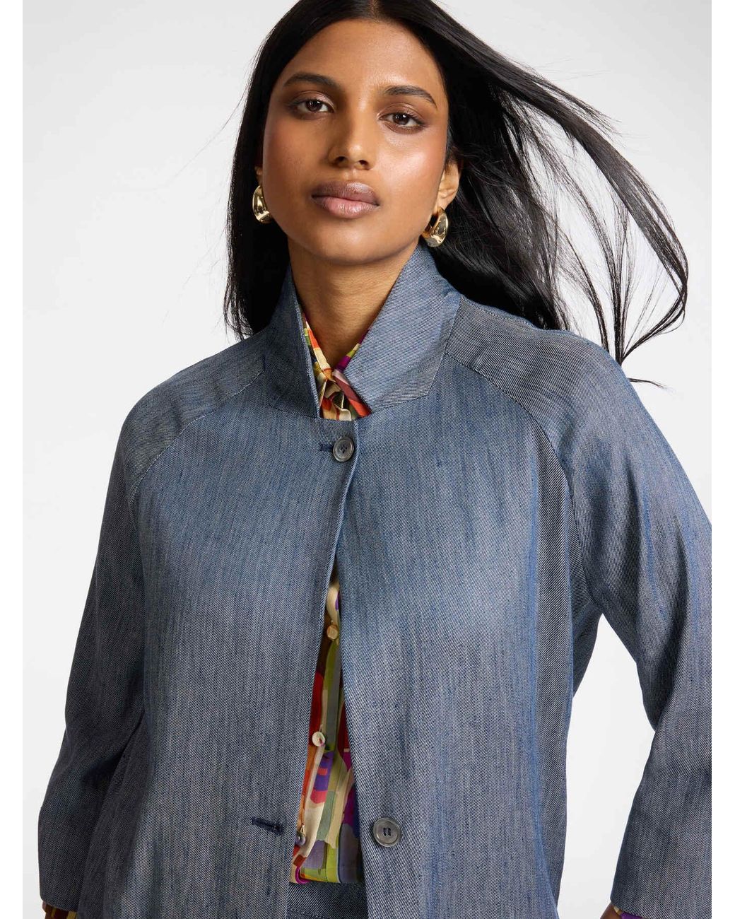 Giacca boxy in lino effetto denim di Elena Miro in Blue