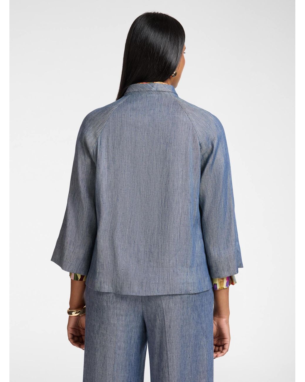 Giacca boxy in lino effetto denim di Elena Miro in Blue