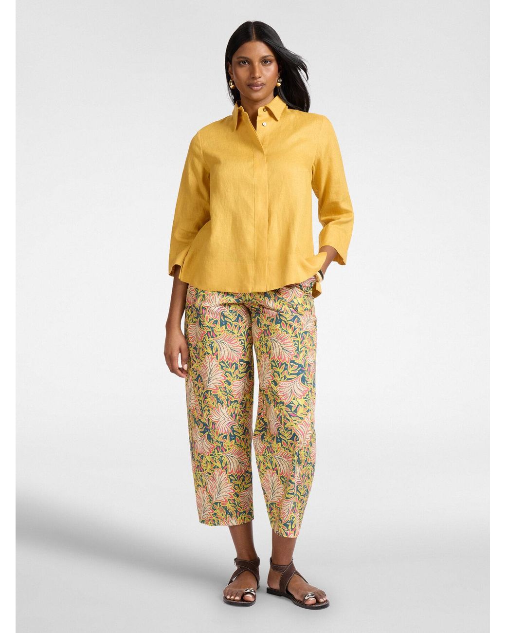Camicia boxy in lino di Elena Miro in Yellow