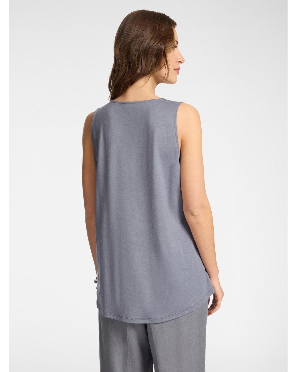 Top misto lyocell con scollo a V di Elena Miro in Gray